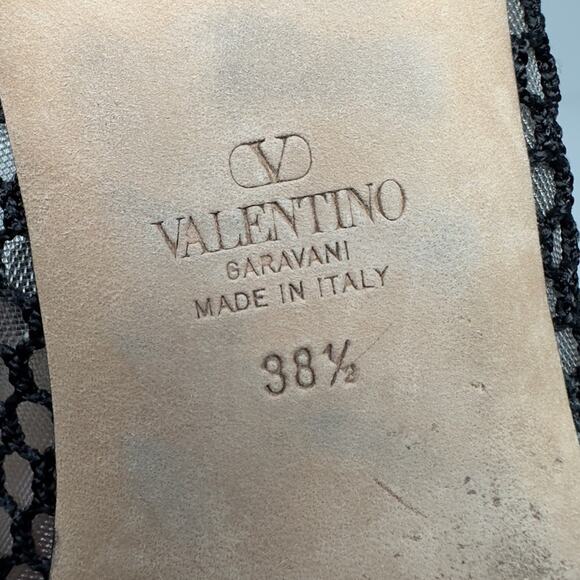 Valentino Rockstud Black Mesh Bow Ballet Flats Size 38.5 - Picture 13 of 13